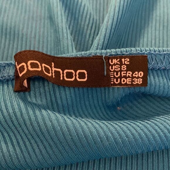𝅺BOOHOO blue Bodysuit ribbed material adjustable straps size 8 - Picture 7 of 11